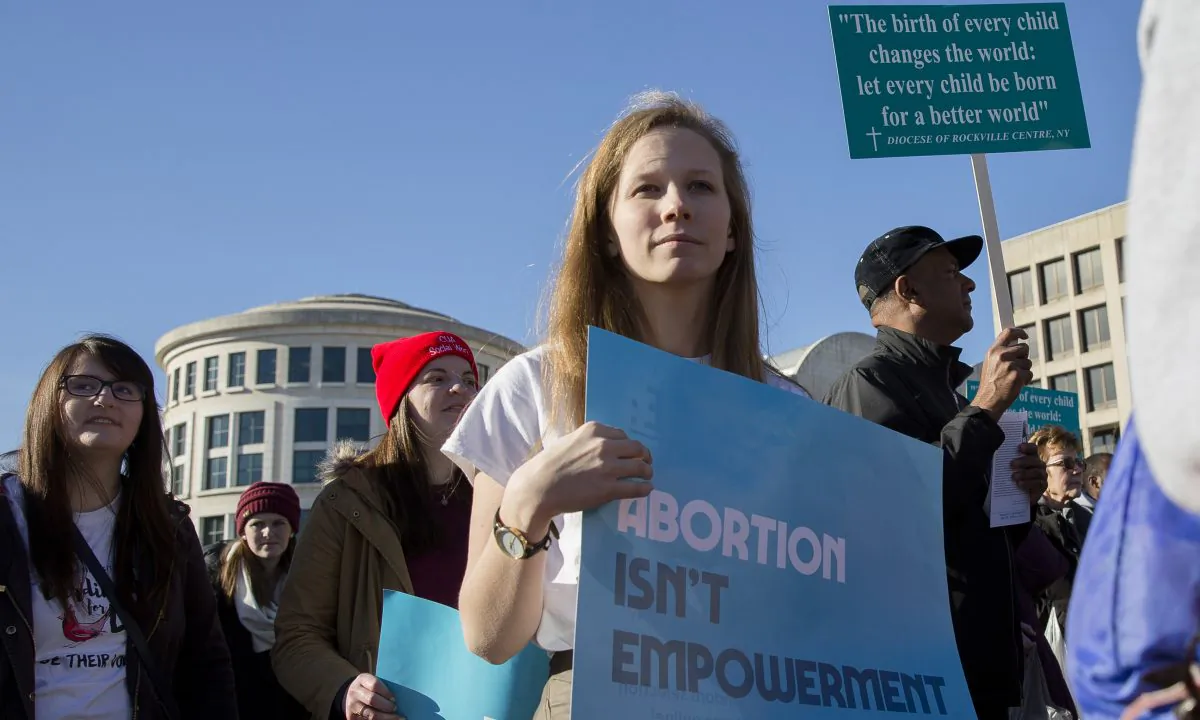 Rachel Garfield, Washington DC, student at Catholic University of America at the 45th Annual March for Life rally in Washington on Jan. 19, 2018. (Samira Bouaou/The Epoch Times)