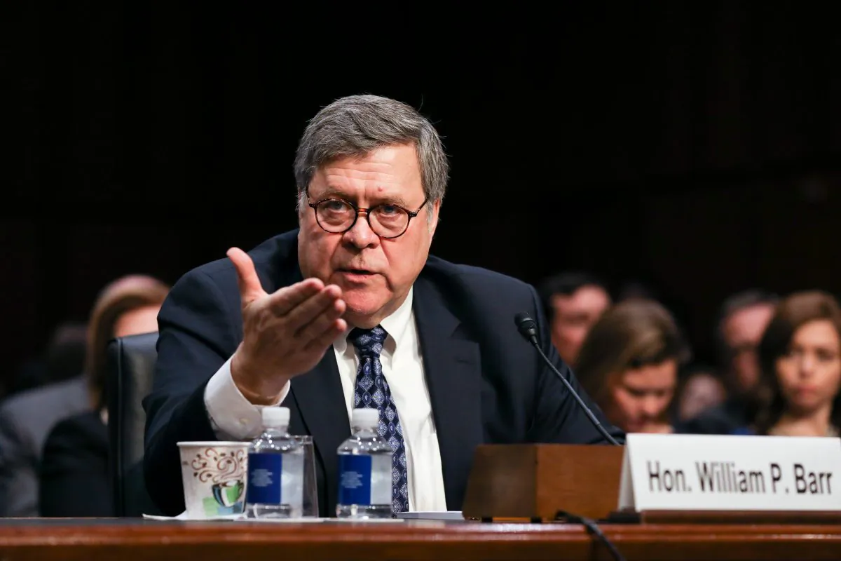 Attorney General nominee William Barr testifies on the first day of his confirmation hearing in front of the Senate Judiciary Committee at the Capitol in Washington on Jan. 15, 2019. (Charlotte Cuthbertson/The Epoch Times)