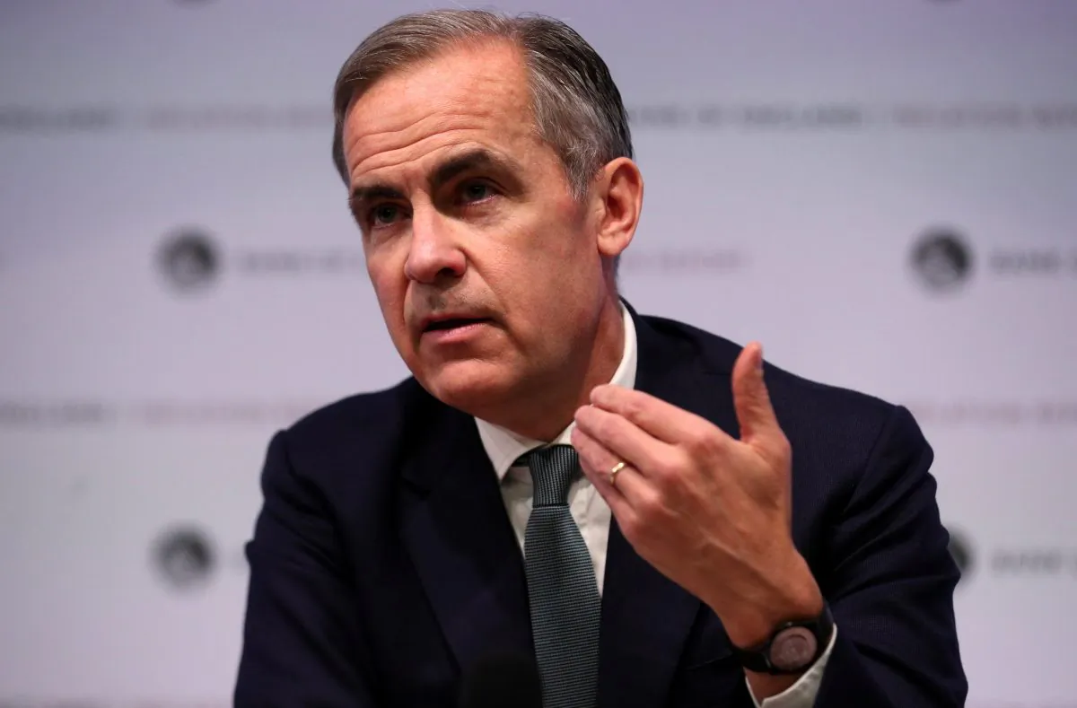 Governor of the Bank of England Mark Carney speaks at a news conference at the Bank of England in London on Feb. 7, 2019. (Hannah McKay/Pool/Reuters)