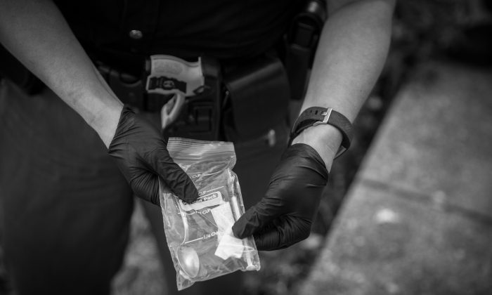 FILE—Drug paraphernalia was found on a man overdosing. (Benjamin Chasteen/The Epoch Times)