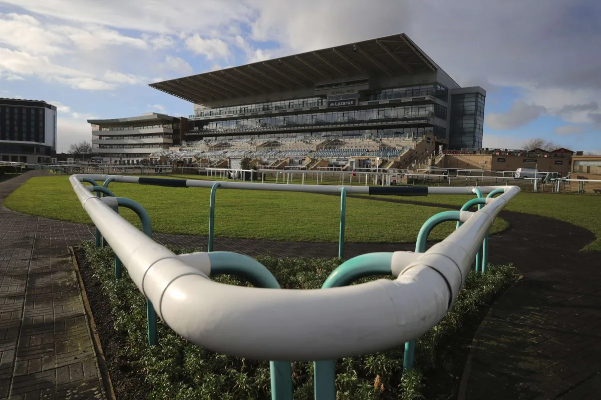 Terraces and stands were empty at Doncaster Racecourse after racing was canceled due to an equine flu outbreak in the United Kingdom on Feb. 7, 2019. (Christopher Furlong/Getty Images)