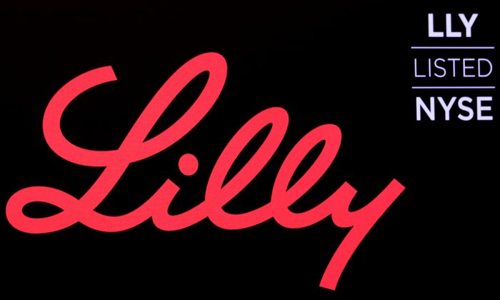 The logo and ticker for Eli Lilly and Co. are displayed on a screen on the floor of the New York Stock Exchange (NYSE) in New York, U.S., May 18, 2018. (Brendan McDermid/Reuters)