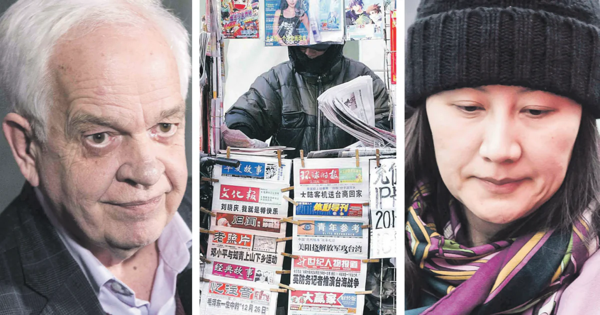 Chinese media are regularly directed by the Chinese communist regime on how to report on sensitive topics, including the arrest of Huawei CFO Meng Wanzhou (R) and former Canadian ambassador to China John McCallum (L). (The Canadian Press; Liu Jin/AFP/Getty Images)