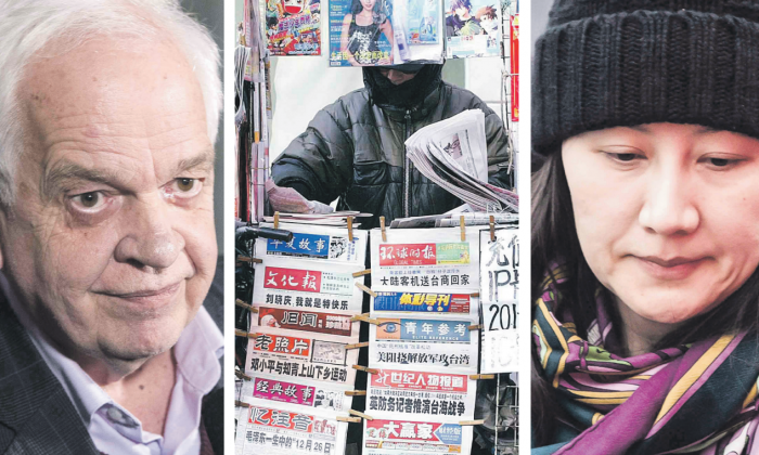 Chinese media are regularly directed by the Chinese communist regime on how to report on sensitive topics, including the arrest of Huawei CFO Meng Wanzhou (R) and former Canadian ambassador to China John McCallum (L). (The Canadian Press; Liu Jin/AFP/Getty Images)