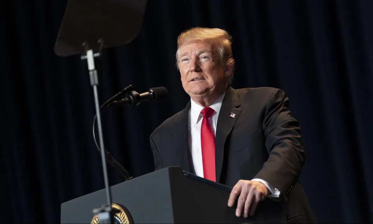 President Donald Trump attends the 2019 National Prayer Breakfast in Washington on Feb. 7, 2019. (Chris Kleponis - Pool/Getty Images)