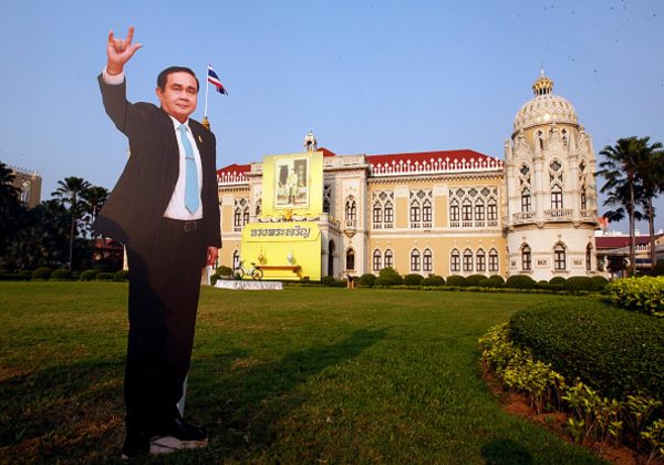 A cardboard cutout of Thailand's Prime Minister Prayuth Chan-ocha