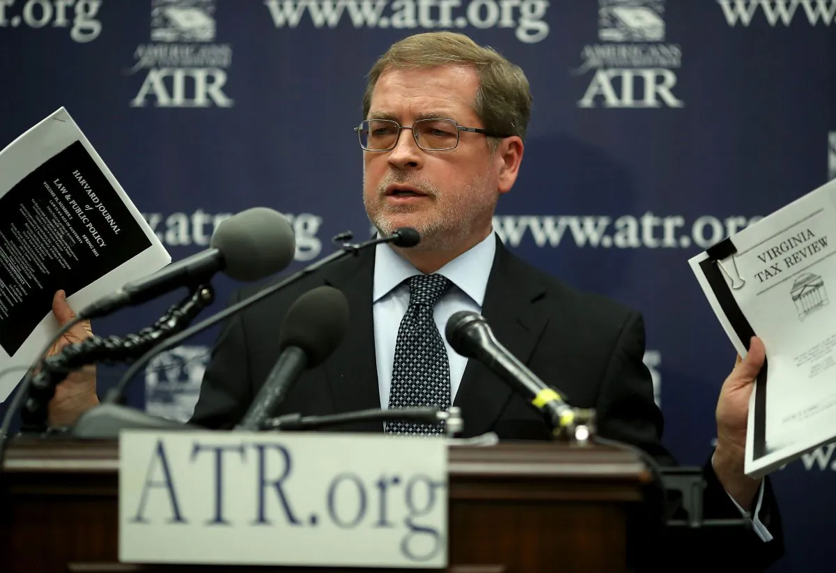 Grover Norquist, President of Americans for Tax Reform speaks about President Trump's new tax reform plan during a news conference on Capitol Hill, April 12, 2018 in Washington, DC. (Mark Wilson/Getty Images)