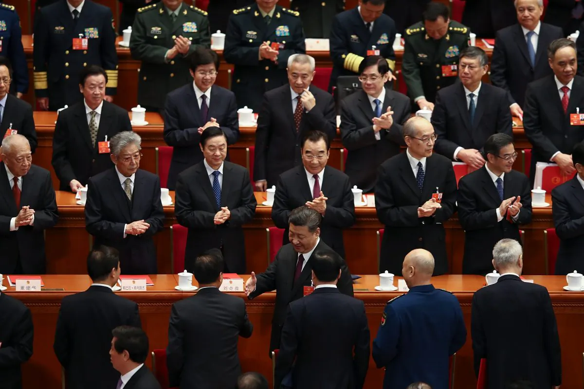 Chinese communist officials attended the closing session of the National People's Congress (NPC) at the Great Hall of the People on March 20, 2018 in Beijing, China. (Lintao Zhang/Getty Images)