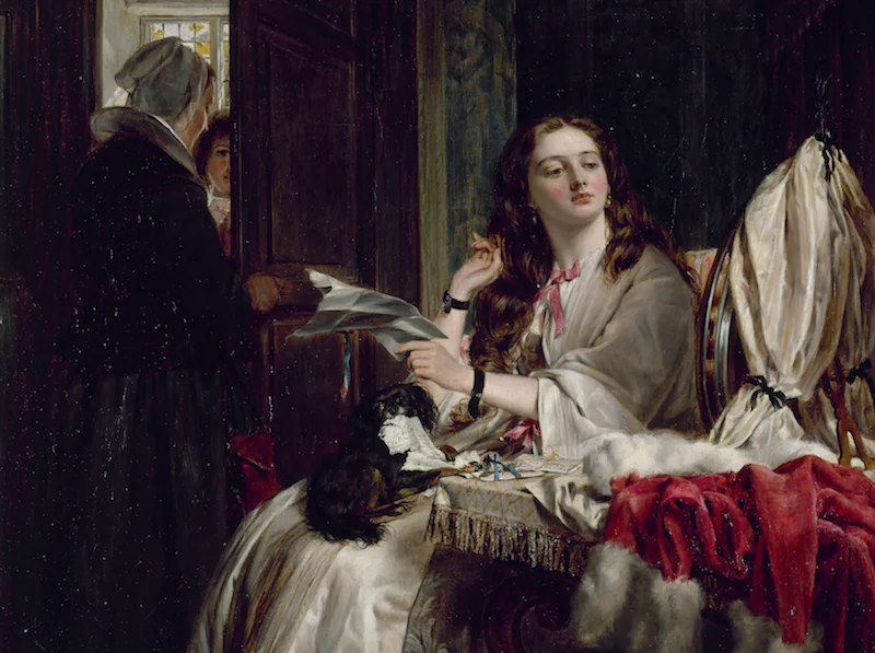 By the Victorian era, Valentine’s Day was a notable holiday, as this painting of a young lady with a love letter shows. “The Morning of St Valentine,” 1865, John Callcott Horsley. Walker Art Gallery. (Public Domain)