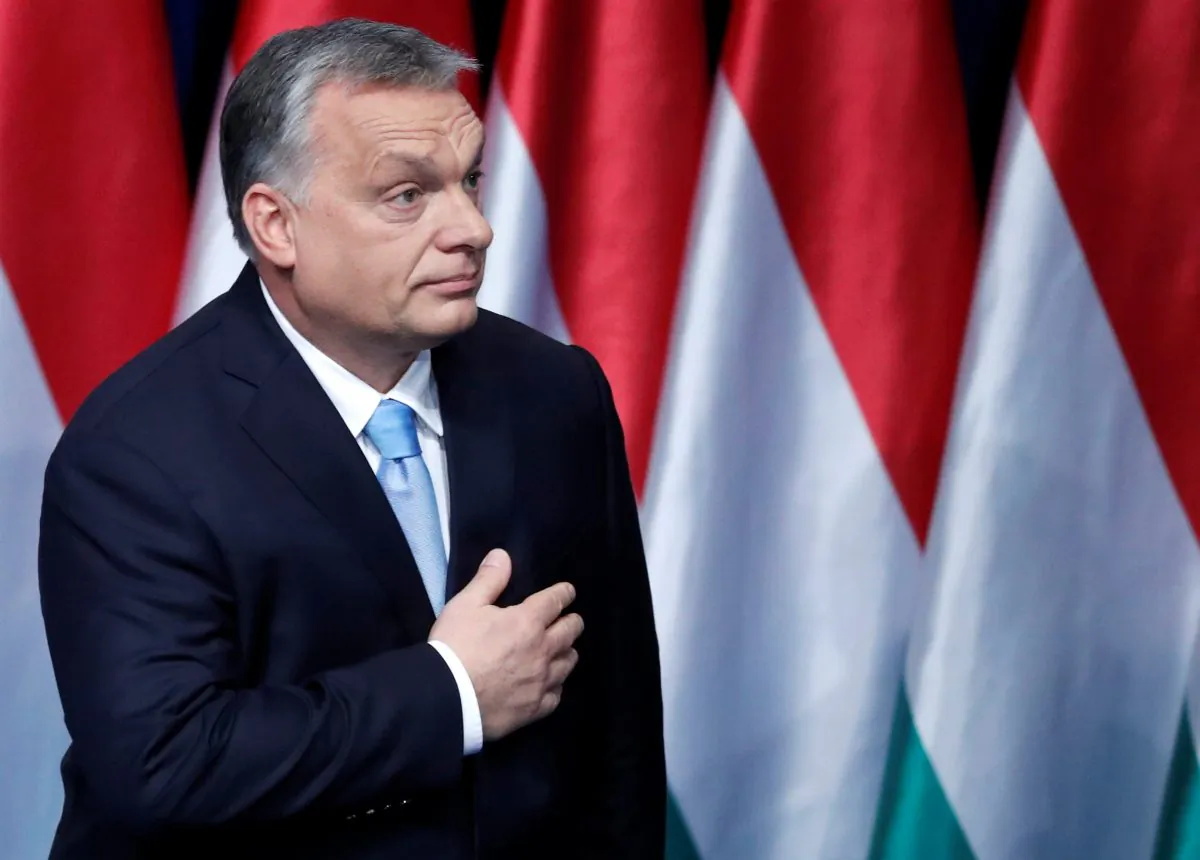 Hungarian Prime Minister Viktor Orbán leaves the stage after delivering his annual state of the nation speech in Budapest on Feb. 10, 2019. (Bernadett Szabo/Reuters)