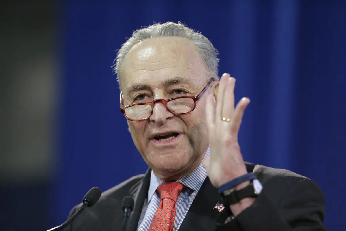 Senator Chuck Schumer speaks during an inauguration ceremony for the new Attorney General of New York, Letitia James, in New York on Jan. 6, 2019. The Senate's top Democrat is introducing legislation to sanction traffickers who export fentanyl into the United States. Schumer announced the Fentanyl Sanctions Act on Feb. 10 in New York. (Seth Wenig/AP)