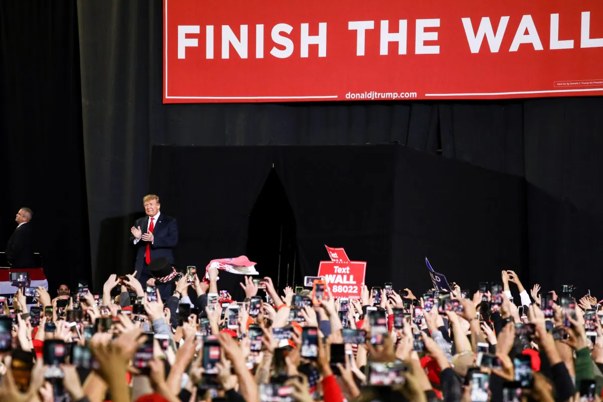 President Donald Trump at a Make America Great Again rally in El Paso, Texas, on Feb. 11, 2019. (Charlotte Cuthbertson/The Epoch Times)
