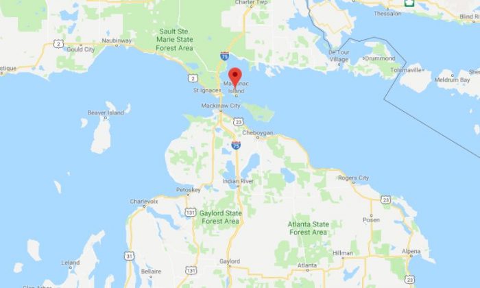 The girls were located on Michigan's Mackinac Island on Feb. 10 (Googe Maps)