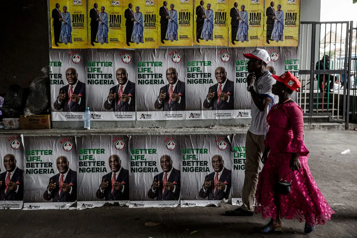 People's Democratic Party (PDP) supporters arrive at the Tafawa Balewa Square in Lagos where the official opposition PDP party holds a rally, on Feb. 12, 2019. (Luis Tato/AFP/Getty Images)