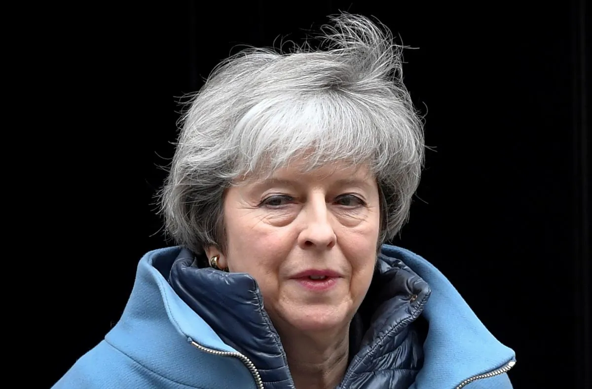 Britain's Prime Minister Theresa May is seen outside Downing Street in London on Feb. 12, 2019. (Toby Melville/Reuters)