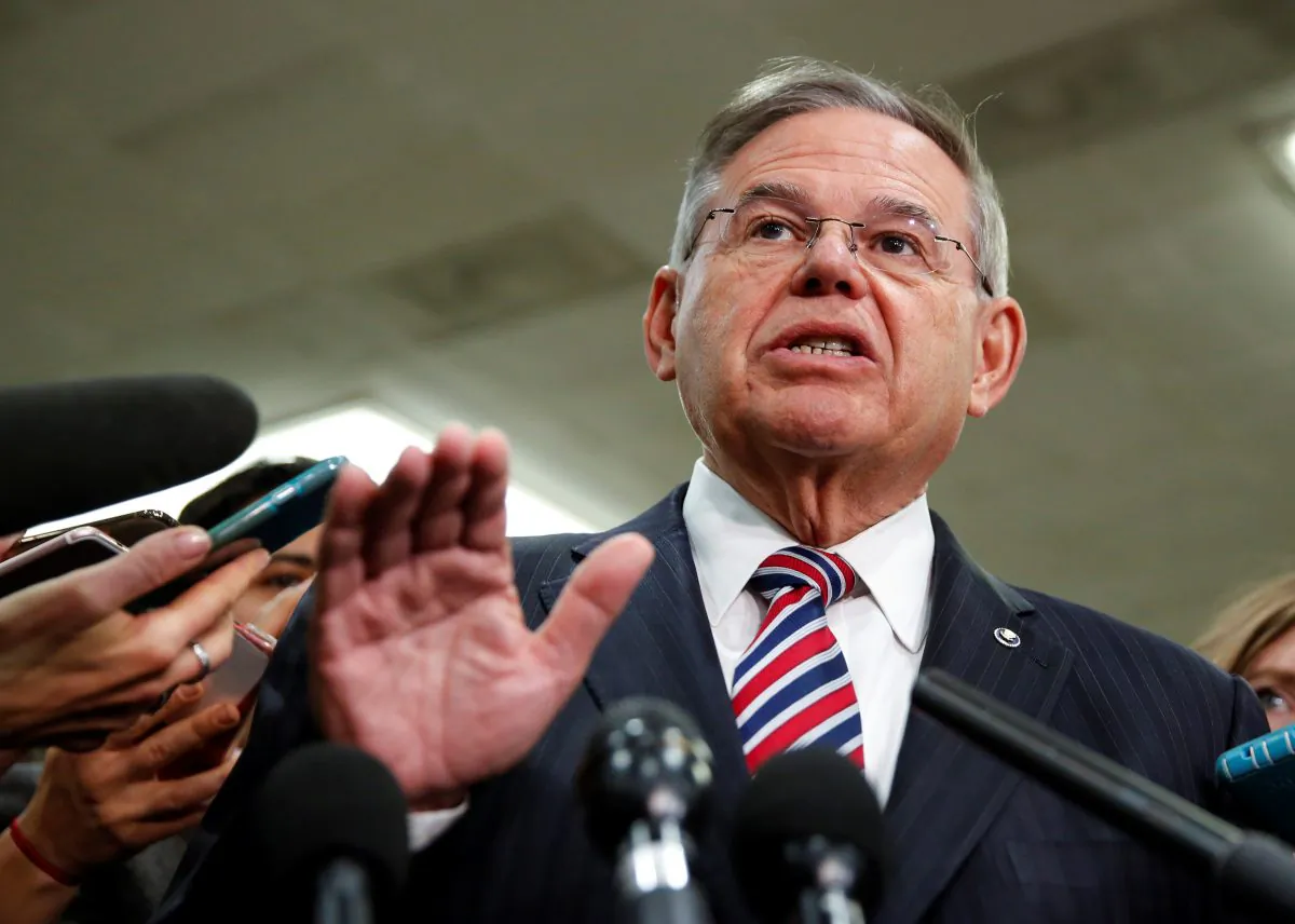 Senator Robert Menendez (D-N.J.) speaks to the media on Capitol Hill in Washington on Nov. 28, 2018. (Joshua Roberts/Reuters)