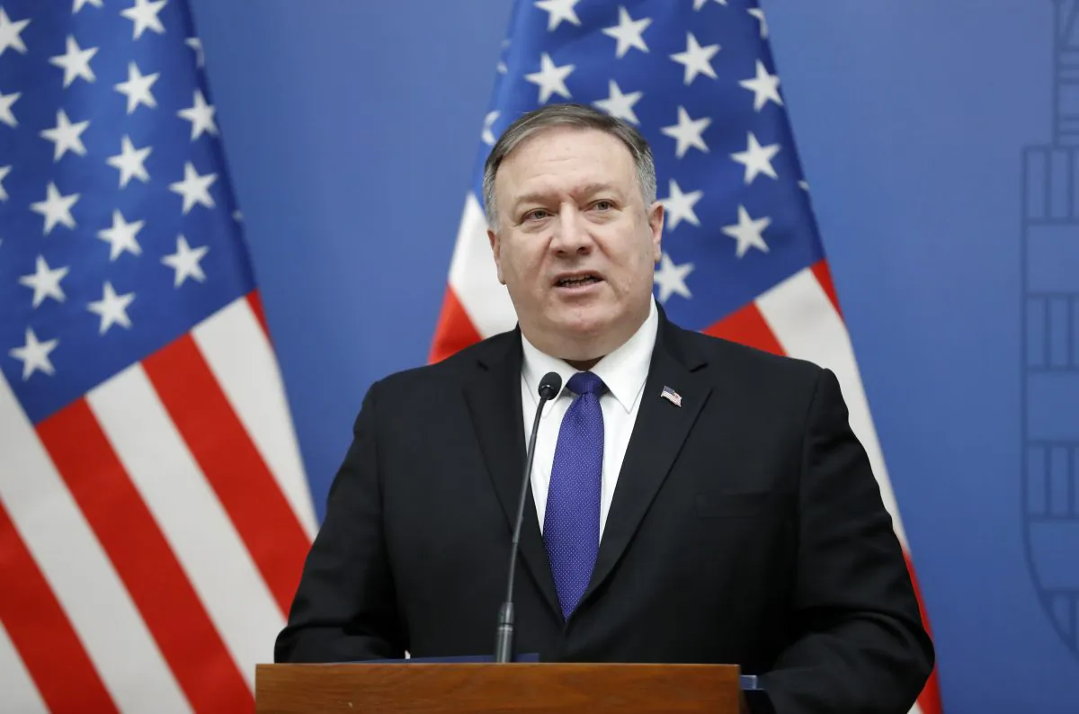 Secretary of State Mike Pompeo appears with Hungarian Foreign Minister Peter Szijjarto (not pictured) at the foreign ministry in Budapest, Hungary on February 11, 2019.(Laszlo Balogh/Getty images)