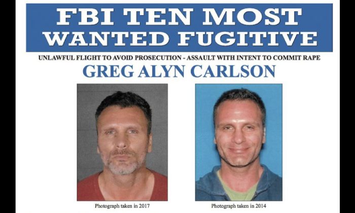 FBI shows an FBI wanted poster of Greg Alyn Carlson.  (FBI via AP)