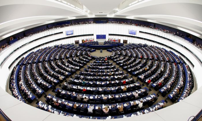 Members of the European Parliament take part in a voting session on Feb. 13, 2019. (Vincent Kessler/Reuters)