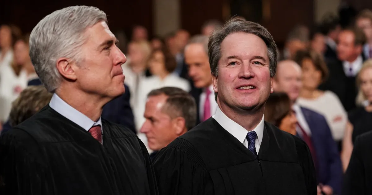 Supreme Court Justices Neil Gorsuch and Brett Kavanaugh attend the State of the Union address in the chamber of the U.S. House of Representatives at the U.S. Capitol Building on February 5, 2019 in Washington, DC. (Doug Mills-Pool/Getty Images)