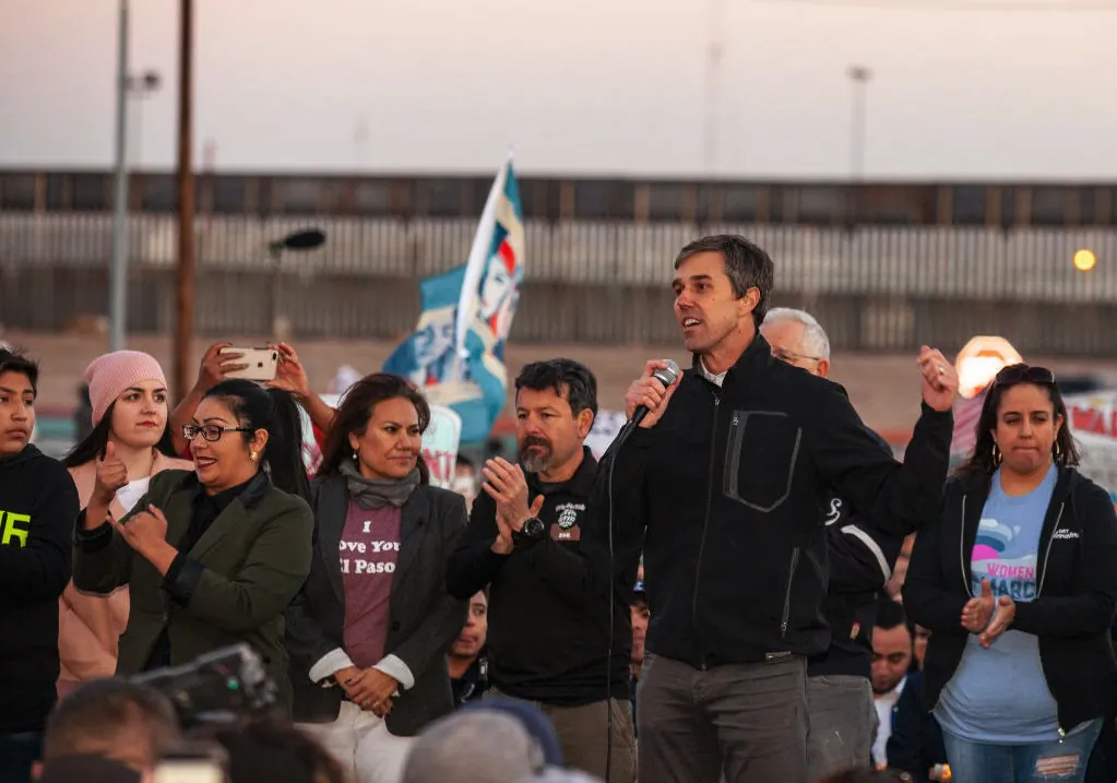 Beto O’Rourke addresses the crowd at a rally in El Paso, Texas, on Feb. 11, 2019. (Christ Chavez/Getty Images)