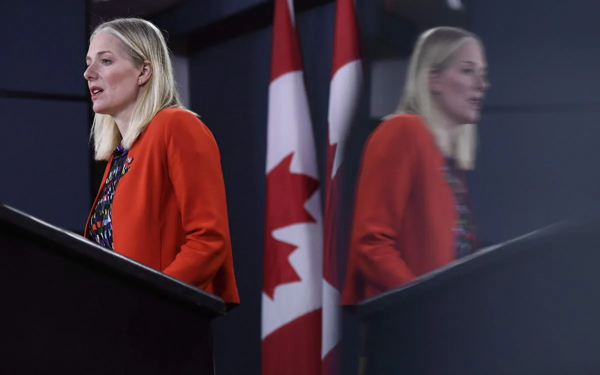 Minister of Environment and Climate Change Catherine McKenna speaks during a press conference in Ottawa on Dec. 20, 2018. The decision on a proposed multibillion-dollar nuclear-waste storage bunker near Lake Huron now appears certain to fall to Canada's next government. (The Canadian Press/Justin Tang)