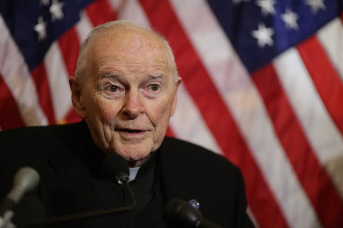Former Cardinal Theodore McCarrick, archbishop emeritus of Washington, speaks during a news conference with senators and national religious leaders at the U.S. Capitol December 8, 2015 in Washington. (Chip Somodevilla/Getty Images.) 