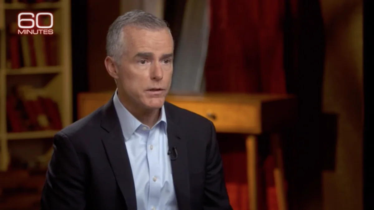 Former Deputy FBI Director Andrew McCabe gives an interview to CBS' "60 Minutes." (Screenshot/CBS)