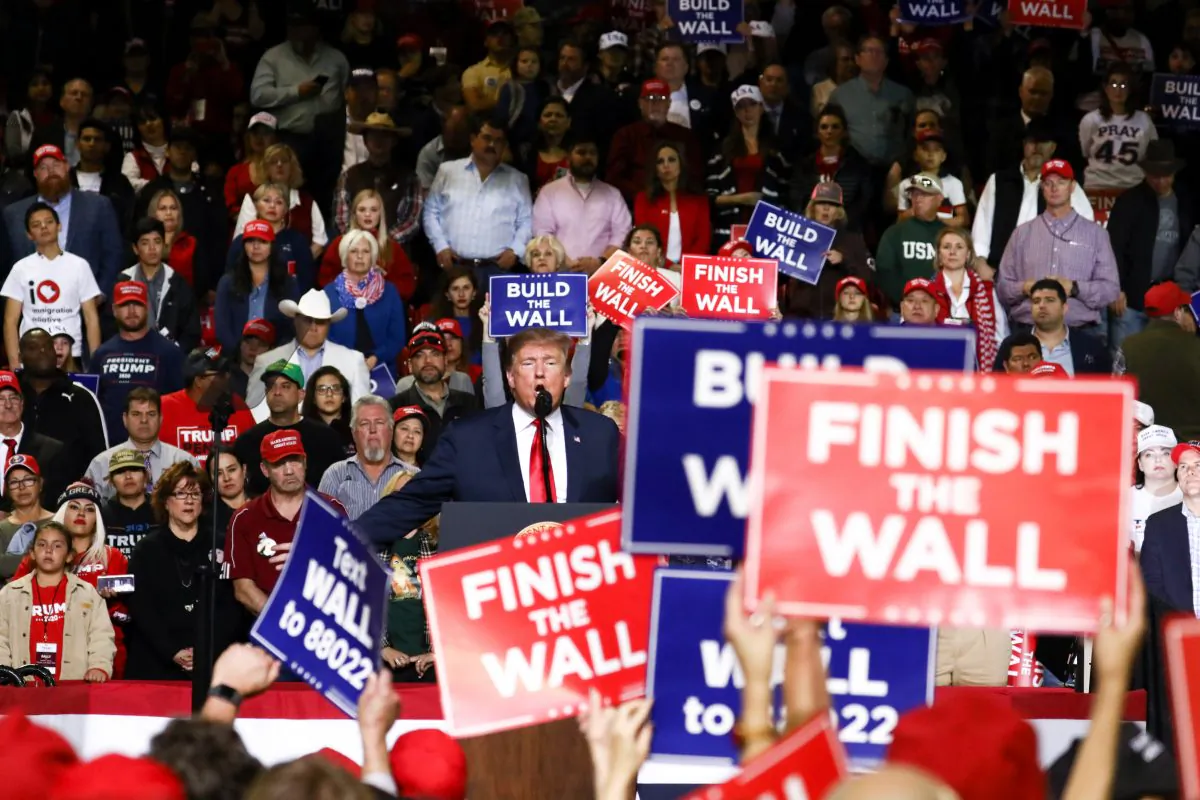 President Donald Trump at a Make America Great Again rally in El Paso, Texas, on Feb. 11, 2019. (Charlotte Cuthbertson/The Epoch Times)