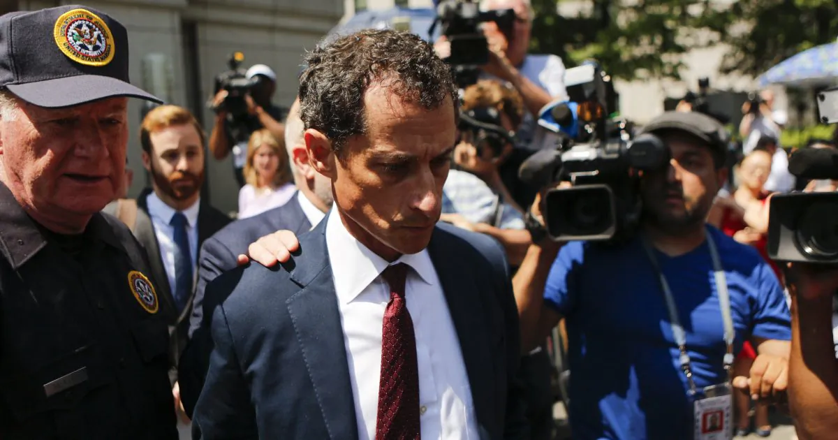 Former Democratic Congressman Anthony Weiner (C) exits federal court in Manhattan after pleading guilty in sexting case on May 19, 2017 in New York City, N.Y.. (Eduardo Munoz Alvarez/Getty Images)