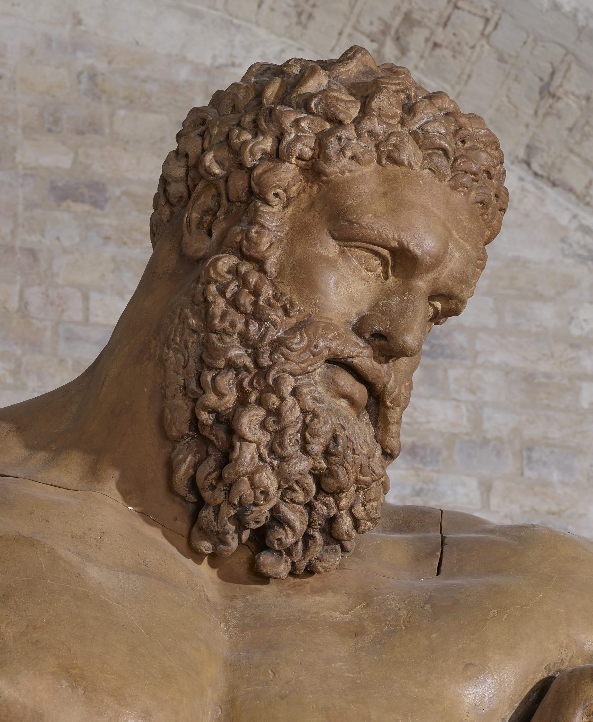 plaster cast head of classical statute Farnese Hercules