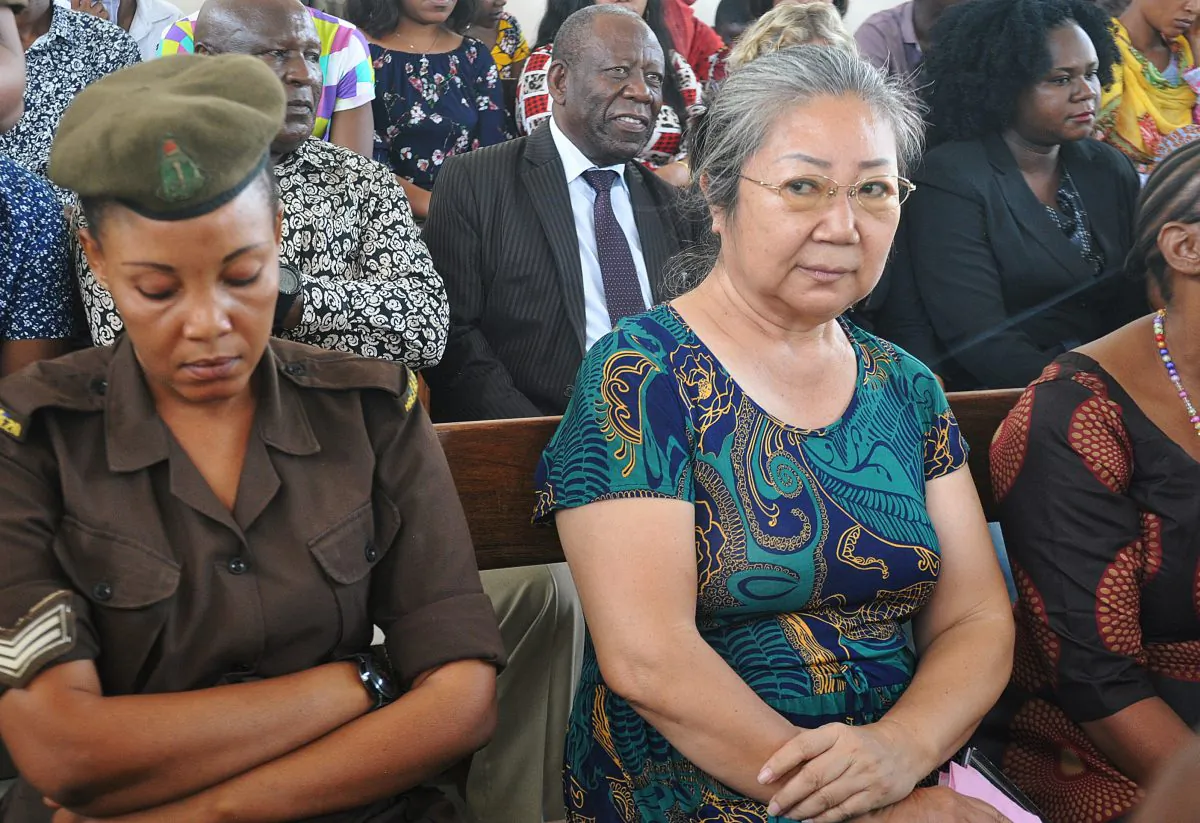 Chinese businesswoman Yang Feng Glan, dubbed the "Ivory Queen," sits inside the Kisutu Resident Magistrate's Court in Dar es Salaam, Tanzania on Feb. 19, 2019. (Emmanuel Herman/Reuters)