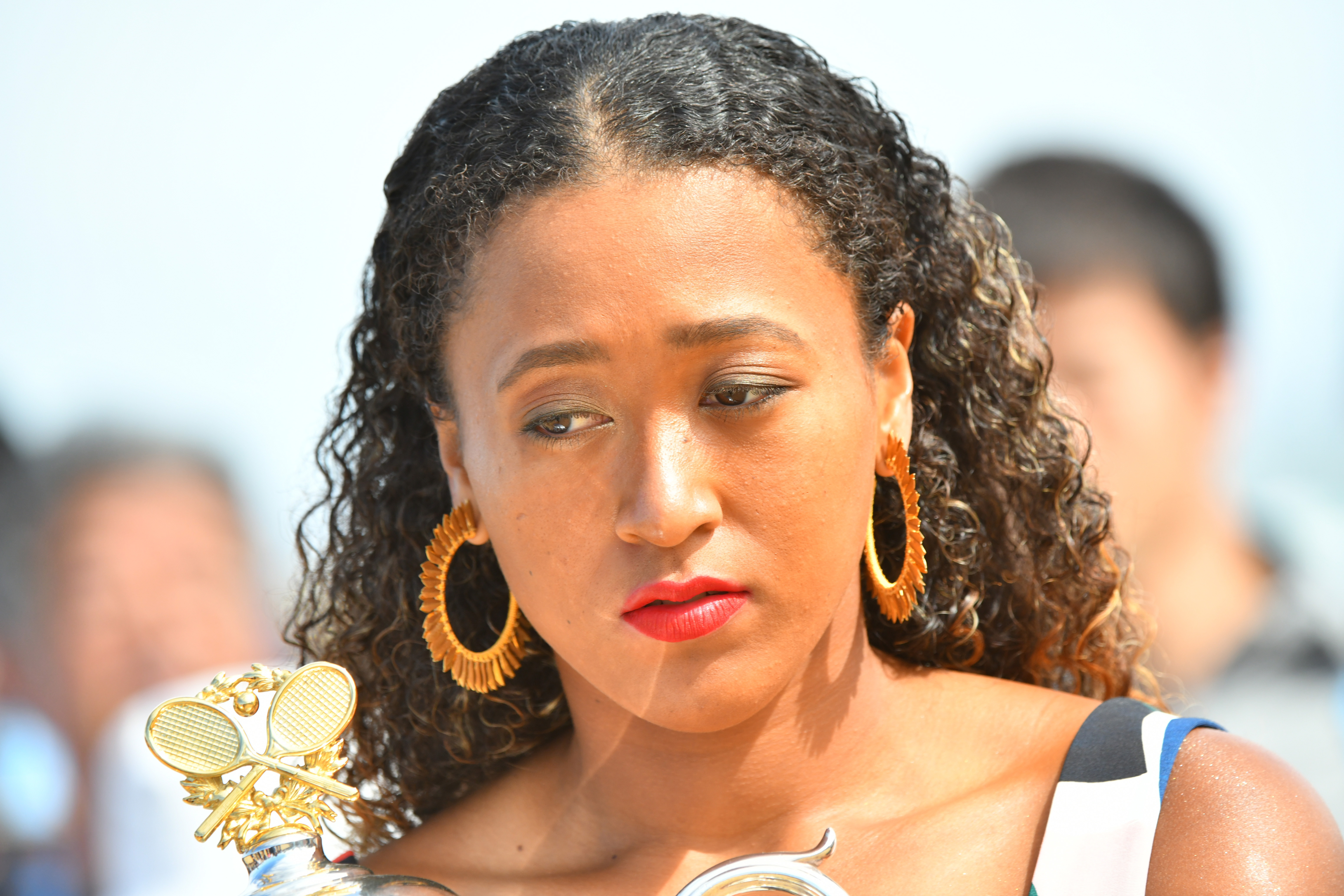 Naomi Osaka of Japan poses with the Daphne Akhurst Memorial Cup