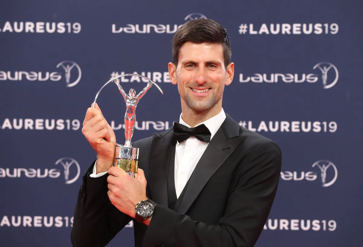 Laureus World Sportsman of The Year 2019 winner Serbia's tennis player Novak Djokovic poses with his award at the 2019 Laureus World Sports Awards ceremony at the Sporting Monte-Carlo complex in Monaco on Feb. 18, 2019. (Valery Hache/AFP/Getty Images)