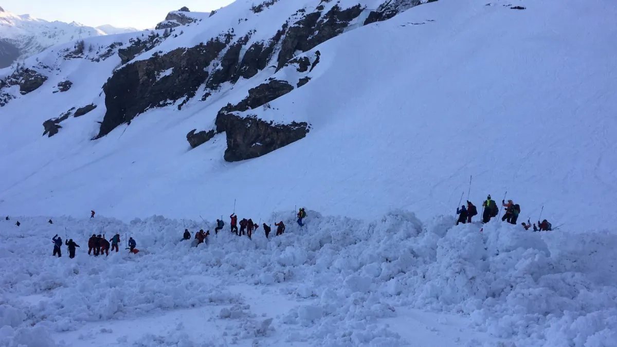The site of an avalanche is pictured in Crans-Montana, Switzerland, Feb. 19, 2019. (Police Cantonale Valaisanne/Handout via Reuters)