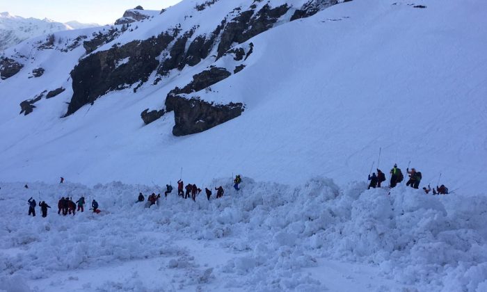 The site of an avalanche is pictured in Crans-Montana, Switzerland, Feb. 19, 2019. (Police Cantonale Valaisanne/Handout via Reuters)