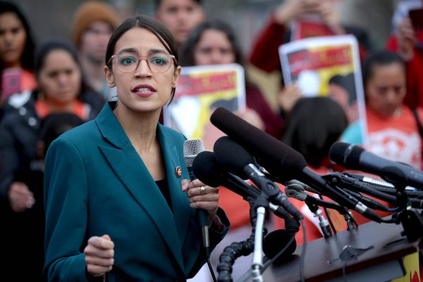 Rep. Alexandria Ocasio-Cortez speaks during a press conference