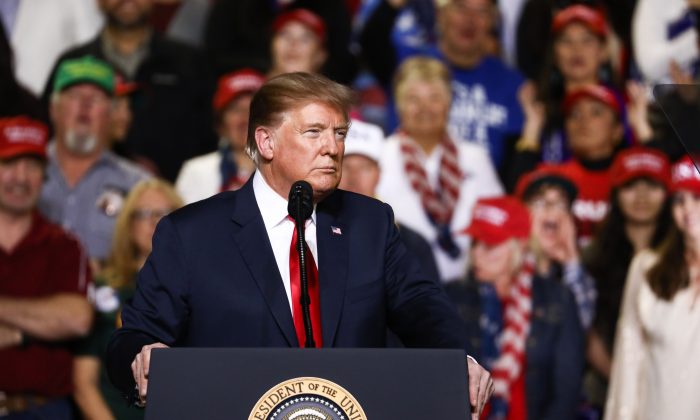 President Donald Trump at a rally in El Paso, Texas, on Feb. 11, 2019. (Charlotte Cuthbertson/The Epoch Times)