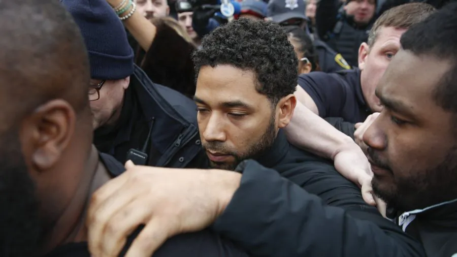 "Empire" actor Jussie Smollett leaves Cook County jail following his release, in Chicago,on Feb. 21, 2019. (Kamil Krzaczynski/AP Photo)