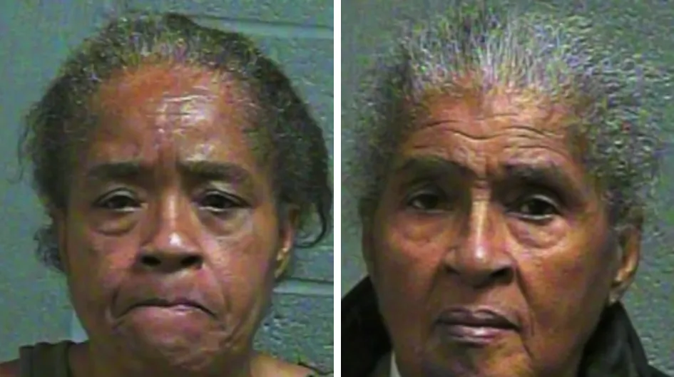 Meta Cruikshank Hudspeth (L) and Vanuda Lee Holloman are shown in undated police booking photos. (Del City Police Department)