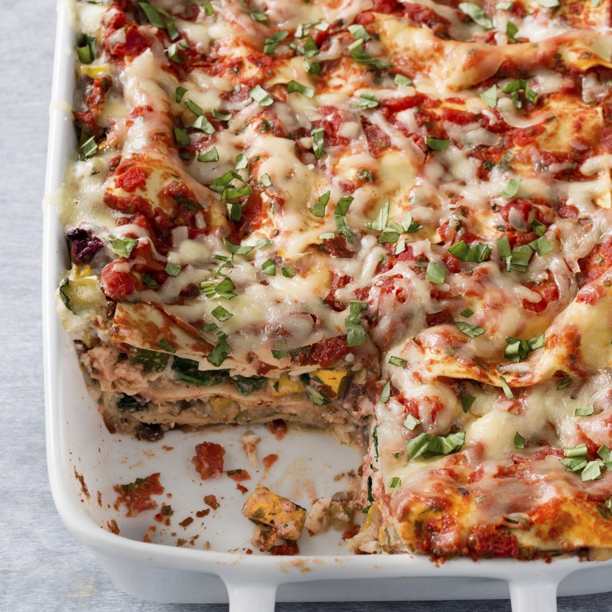 This undated photo provided by America's Test Kitchen, shows Vegetable Lasagna in Brookline, Mass., on February 2019. (Joe Keller/America's Test Kitchen/AP)