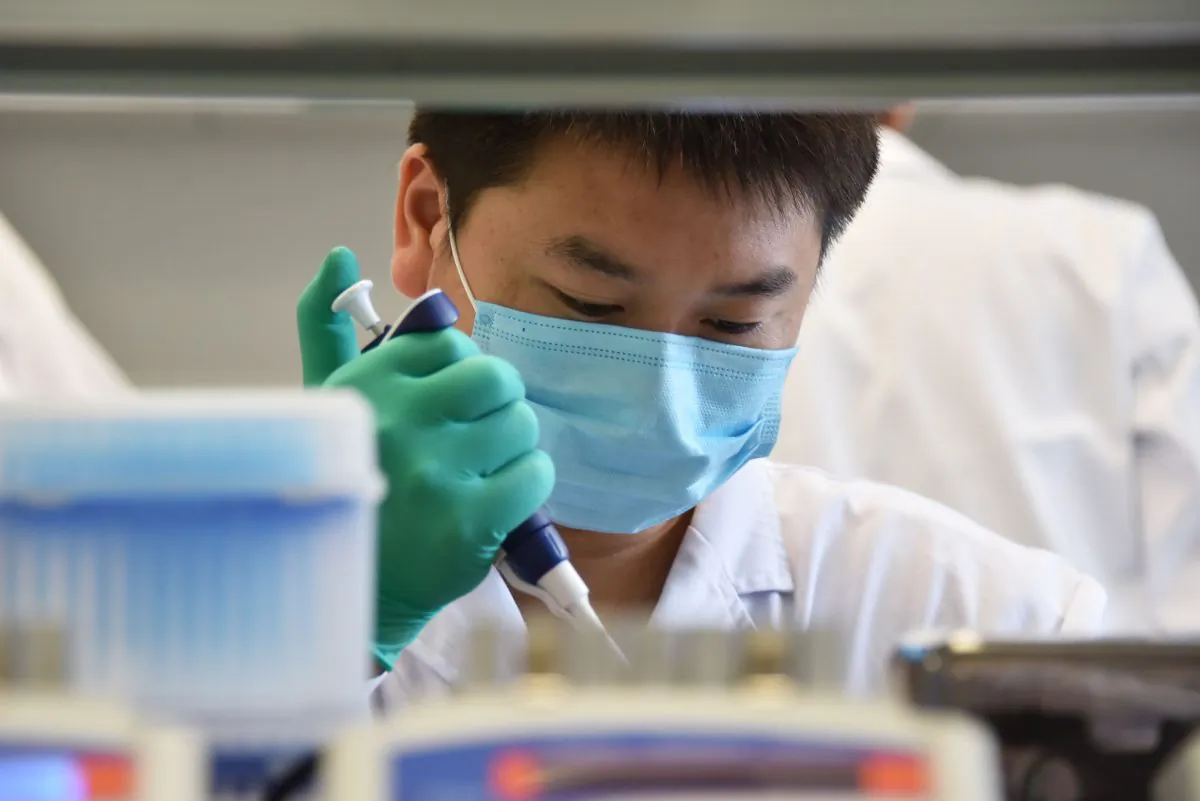 A technician works at a DNA tech lab in Beijing on Aug. 22, 2018. (GREG BAKER/AFP/Getty Images)