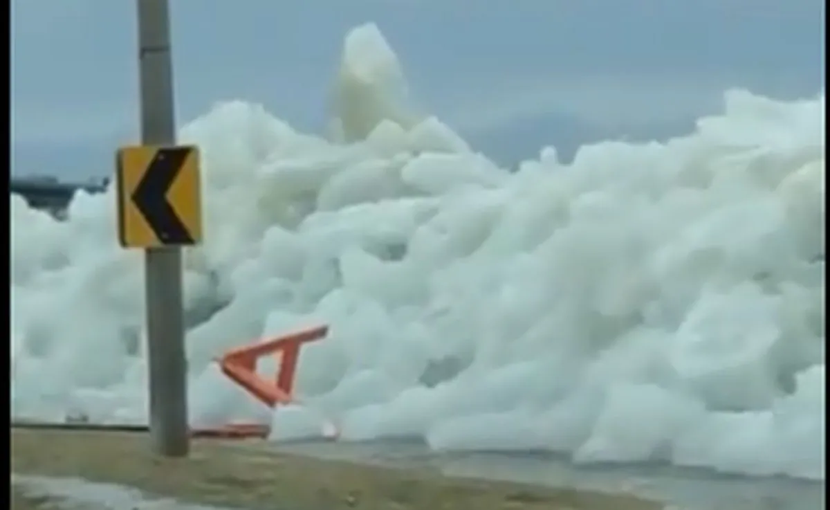 The so-called "ice tsunami" near Lake Erie in New York, on Feb. 25, 2019. (Niagara Parks Police)