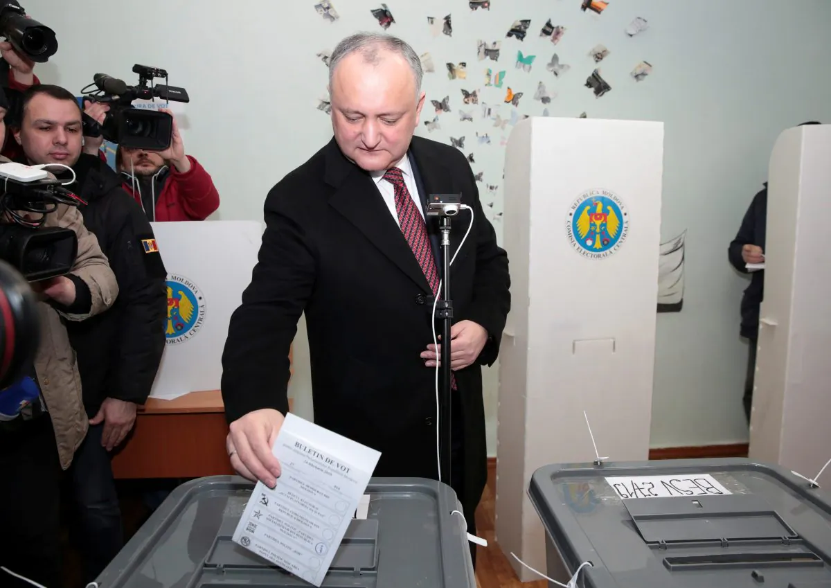 Moldovan President Igor Dodon casts his ballot at a polling station during a parliamentary election in Chisinau, Moldova, on Feb. 24, 2019. (Vladislav Culiomza/File Photo/Reuters)