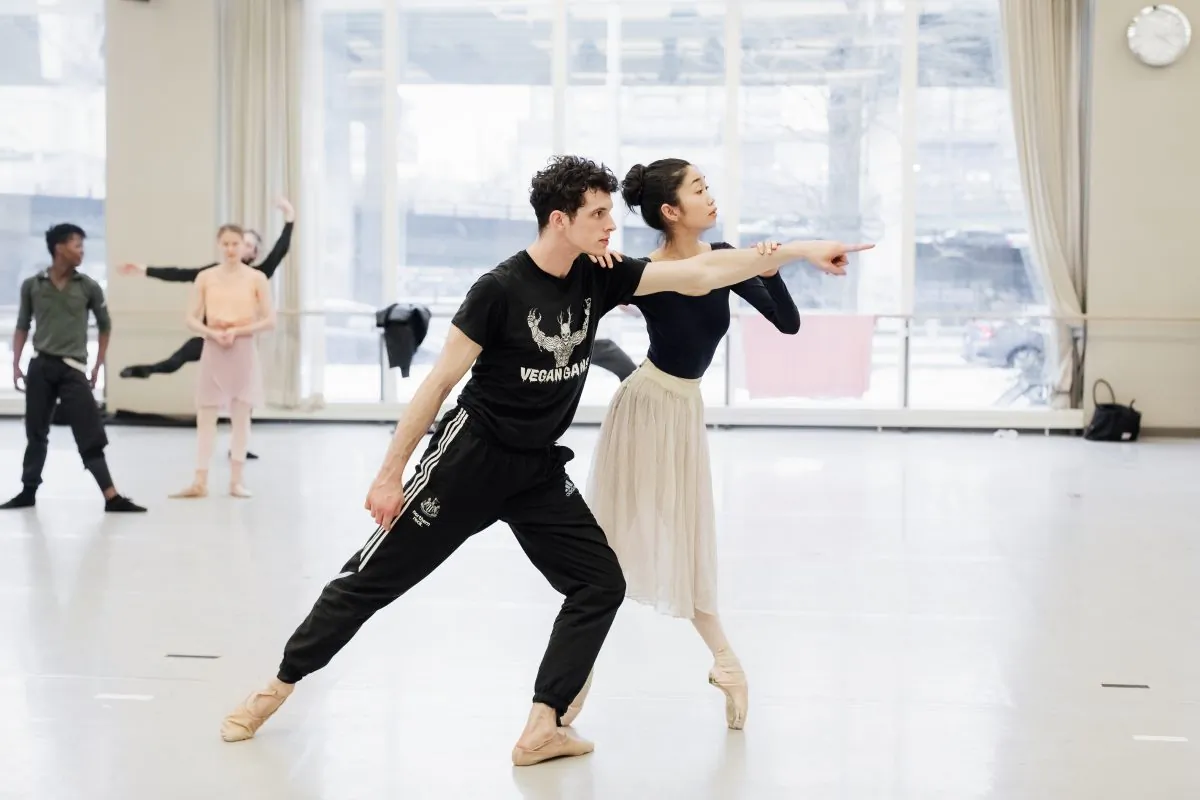 Ballet dancers Christopher Gerty and Miyoko Koyasu in rehearsal for “Alice's Adventures in Wonderland.” (Karolina Kuras)