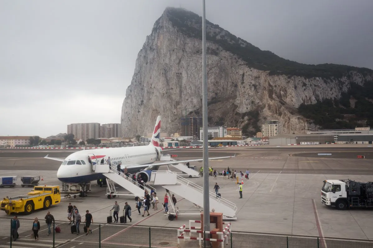 A British Airways flight from London arrives in Gibraltar, on Sept. 11, 2018. (Matt Cardy/Getty Images)