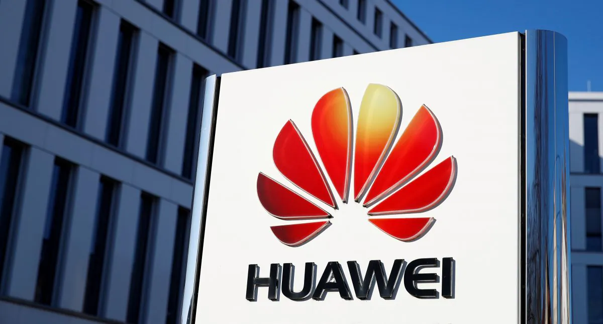 The logo of Huawei Technologies is pictured in front of the German headquarters of the Chinese telecommunications giant in Duesseldorf, Germany on Feb. 18, 2019. (Wolfgang Rattay/Reuters)