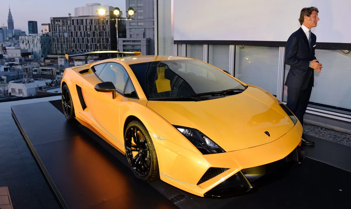 The Lamborghini Gallardo LP 570-4  at a press preview in Tokyo, on Sept. 20, 2013. (Kazuhiro Nogi /AFP/Getty Images)