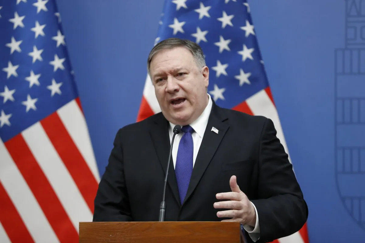 Secretary of State Mike Pompeo at the foreign ministry in Budapest, Hungary, on Feb. 11, 2019. (Laszlo Balogh/Getty Images)