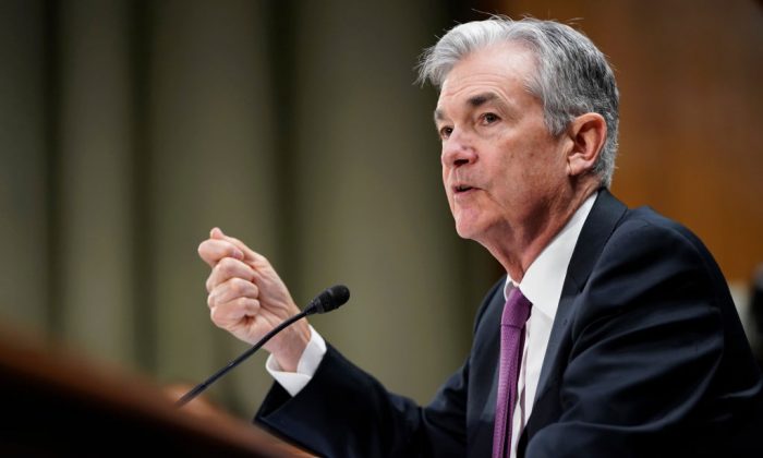 Federal Reserve Chairman Jerome Powell delivers the Federal Reserve's Semiannual Monetary Policy Report to the Senate Banking Committee in Washington, on Feb. 26, 2019. (Joshua Roberts/Getty Images)
